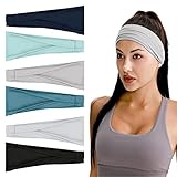 Flintronic 6 Stück Stirnbänder für Damen，Sport Stirnband Damen, Elastisch Haarbänder Damen für Yoga Workout Laufen Make-up Fitness