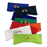 Ohrenstirnband rot dunkelblau grün blau orange rot weiß für Kinder mit Namen - Personalisiertes Stirnband mit Ohren für Jungen oder Mädchen