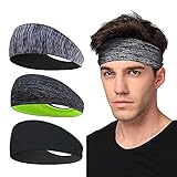 LATTCURE Sport-Stirnband 3 Pack, Herren Stirnband, Schweißband, Stirnband Anti Rutsch, für Jogging, Laufen, Wandern, Fahrrad- und Motorrad Fahren
