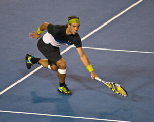 Rafael Nadal bei den Australian Open 2009 mit grünem Stirnband.